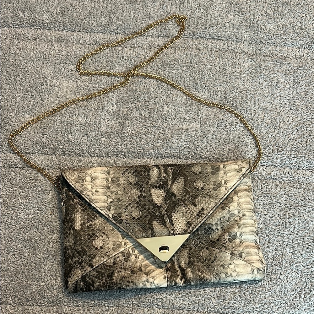 Charlotte Russe Brown and Gold Envelope Clutch